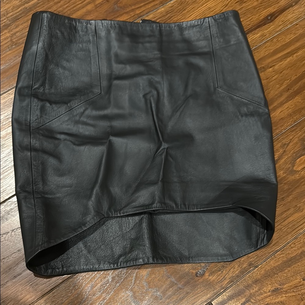 NICHOLAS black leather Mini Pencil Skirt
